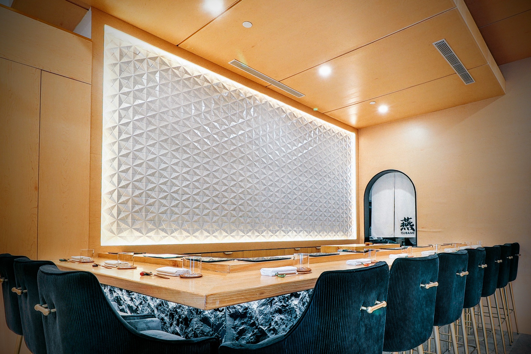 The intimate omakase counter at Tsubame in Tribeca